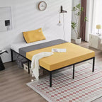 Lit plateforme Karl Home noir en métal, grand lit (queen size), hauteur 18 po