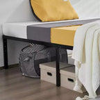 Lit plateforme Karl Home noir en métal, grand lit (queen size), hauteur 18 po