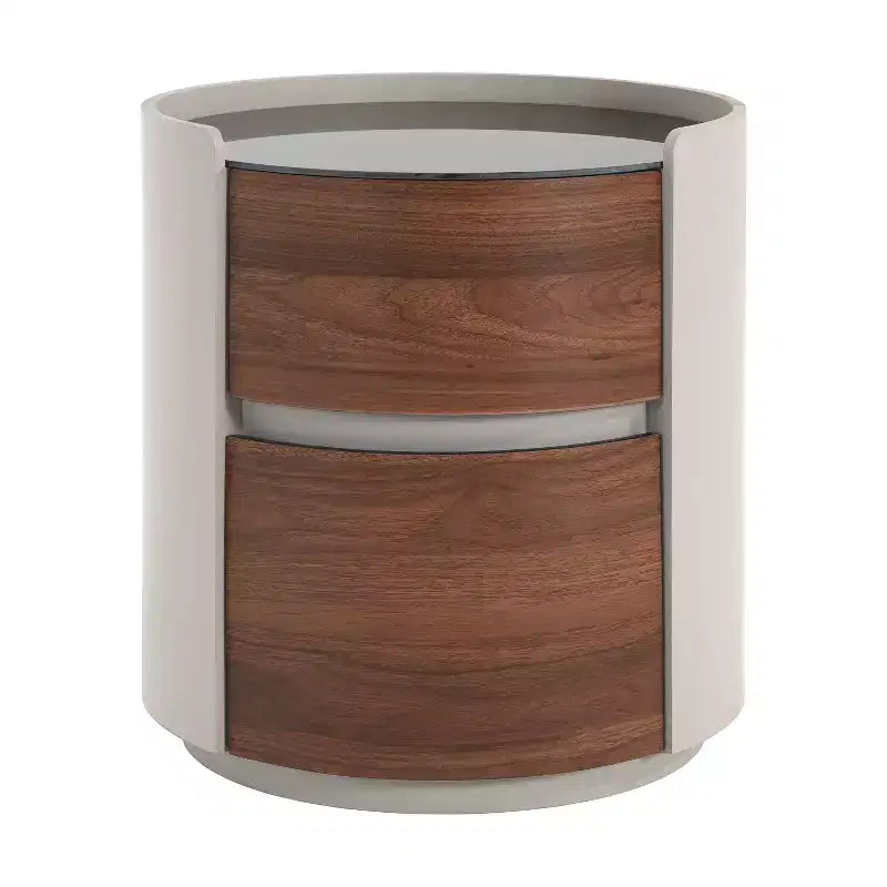 Table d'appoint ronde moderne Christopher Knight Home Ariday avec plateau en verre trempé et deux tiroirs