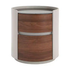 Table d'appoint ronde moderne Christopher Knight Home Ariday avec plateau en verre trempé et deux tiroirs