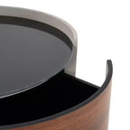 Table d'appoint ronde moderne Christopher Knight Home Ariday avec plateau en verre trempé et deux tiroirs