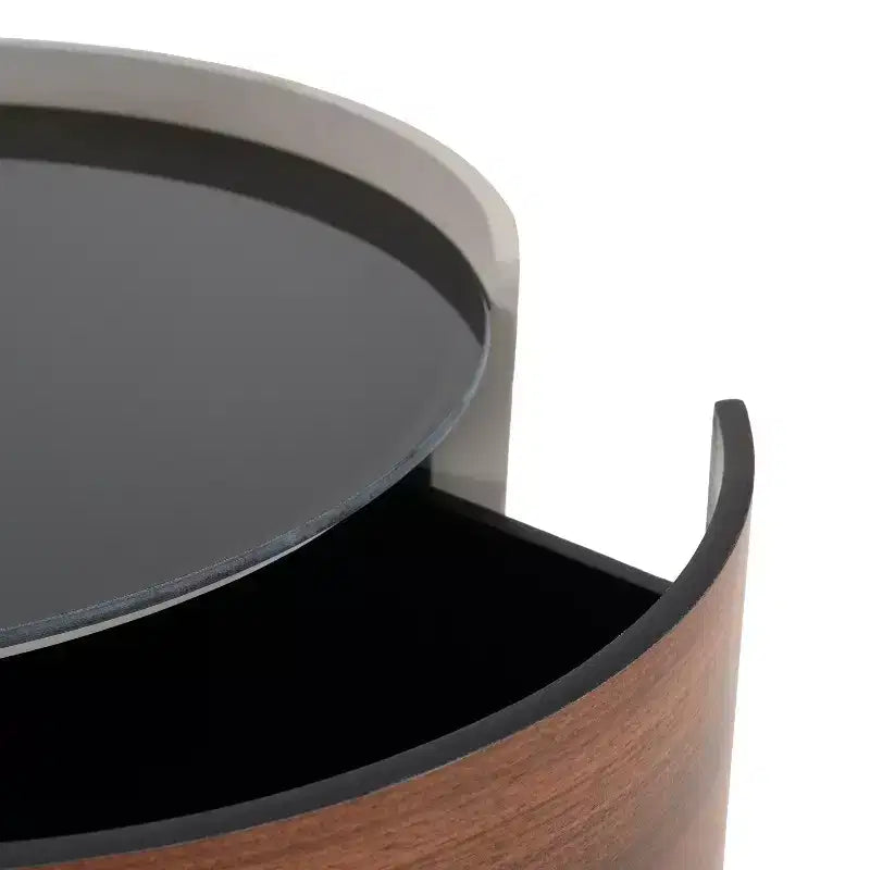 Table d'appoint ronde moderne Christopher Knight Home Ariday avec plateau en verre trempé et deux tiroirs