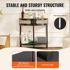 VEVOR Console demi-lune en rotin avec 2 tiroirs, Table d'entrée en rotin avec porte coulissante en rotin naturel, Console avec rangement, Noir