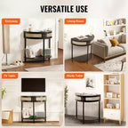 VEVOR Console demi-lune en rotin avec 2 tiroirs, Table d'entrée en rotin avec porte coulissante en rotin naturel, Console avec rangement, Noir