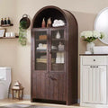 71 Tall Arched Pantry Cabinet with 4 Doors & Adjustable Shelves & Hidden Drawer, Modern Farmhouse kitchen Storage Cabinet
