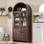 71 Tall Arched Pantry Cabinet with 4 Doors & Adjustable Shelves & Hidden Drawer, Modern Farmhouse kitchen Storage Cabinet