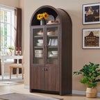 Meuble de rangement de cuisine moderne de style campagnard, buffet haut à 4 portes avec tiroir caché et étagères réglables, 180 cm