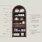 Meuble de rangement de cuisine moderne de style campagnard, buffet haut à 4 portes avec tiroir caché et étagères réglables, 180 cm