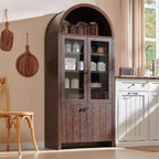 Meuble de rangement de cuisine moderne de style campagnard, buffet haut à 4 portes avec tiroir caché et étagères réglables, 180 cm