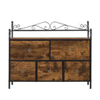 Commode à 5 tiroirs VECELO en bois, table de chevet/d'appoint pour salon ou chambre à coucher, poignée facile à tirer, marron/gris