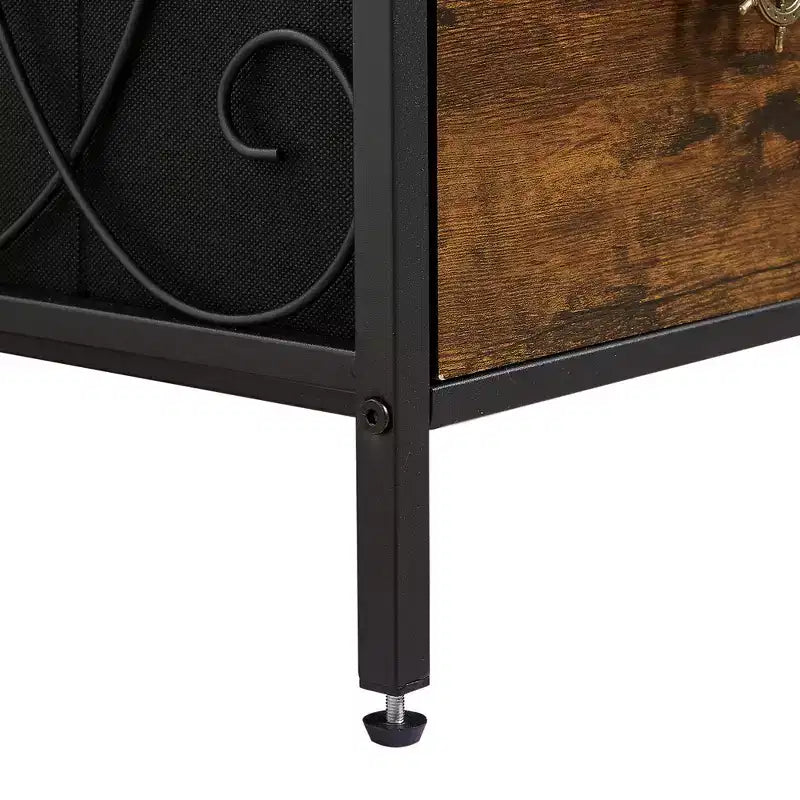 Commode à 5 tiroirs VECELO en bois, table de chevet/d'appoint pour salon ou chambre à coucher, poignée facile à tirer, marron/gris