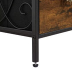 Commode à 5 tiroirs VECELO en bois, table de chevet/d'appoint pour salon ou chambre à coucher, poignée facile à tirer, marron/gris