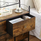 Commode à 5 tiroirs VECELO en bois, table de chevet/d'appoint pour salon ou chambre à coucher, poignée facile à tirer, marron/gris
