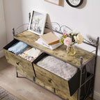 Commode à 5 tiroirs VECELO en bois, table de chevet/d'appoint pour salon ou chambre à coucher, poignée facile à tirer, marron/gris