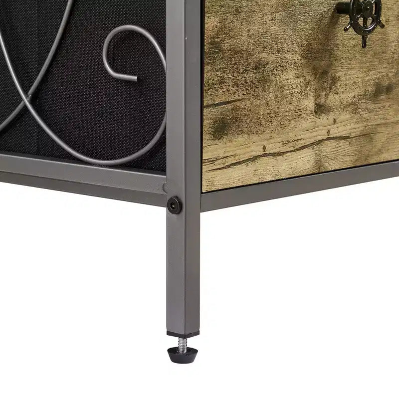 Commode à 5 tiroirs VECELO en bois, table de chevet/d'appoint pour salon ou chambre à coucher, poignée facile à tirer, marron/gris