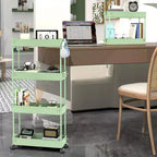 ACOINEL Chariot de Rangement Mince 4 Niveaux, Organisateur de Salle de Bain, Unité d'Étagères Mobiles, Chariot de Service Tour de Rangement pour Cuisine, Buanderie, Espaces Étroits