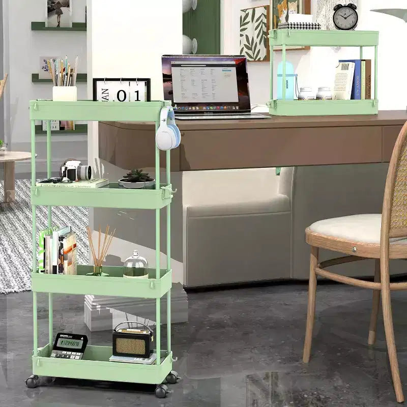 ACOINEL Chariot de Rangement Mince 4 Niveaux, Organisateur de Salle de Bain, Unité d'Étagères Mobiles, Chariot de Service Tour de Rangement pour Cuisine, Buanderie, Espaces Étroits