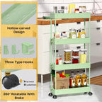 ACOINEL Chariot de Rangement Mince 4 Niveaux, Organisateur de Salle de Bain, Unité d'Étagères Mobiles, Chariot de Service Tour de Rangement pour Cuisine, Buanderie, Espaces Étroits