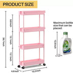 ACOINEL Chariot de Rangement Mince 4 Niveaux, Organisateur de Salle de Bain, Unité d'Étagères Mobiles, Chariot de Service Tour de Rangement pour Cuisine, Buanderie, Espaces Étroits