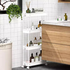 ACOINEL Chariot de Rangement Mince 4 Niveaux, Organisateur de Salle de Bain, Unité d'Étagères Mobiles, Chariot de Service Tour de Rangement pour Cuisine, Buanderie, Espaces Étroits