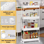 ACOINEL Chariot de Rangement Mince 4 Niveaux, Organisateur de Salle de Bain, Unité d'Étagères Mobiles, Chariot de Service Tour de Rangement pour Cuisine, Buanderie, Espaces Étroits