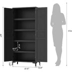 Meuble de Rangement Haut de 180 cm pour Ferme, Étagères Réglables et 2 Portes - Organisateur de Garde-Manger de Salle de Bain pour Cuisine, Salle à Manger et Bureau
