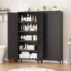 Meuble de Rangement Haut de 180 cm pour Ferme, Étagères Réglables et 2 Portes - Organisateur de Garde-Manger de Salle de Bain pour Cuisine, Salle à Manger et Bureau