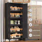 Meuble de Rangement Haut de 180 cm pour Ferme, Étagères Réglables et 2 Portes - Organisateur de Garde-Manger de Salle de Bain pour Cuisine, Salle à Manger et Bureau