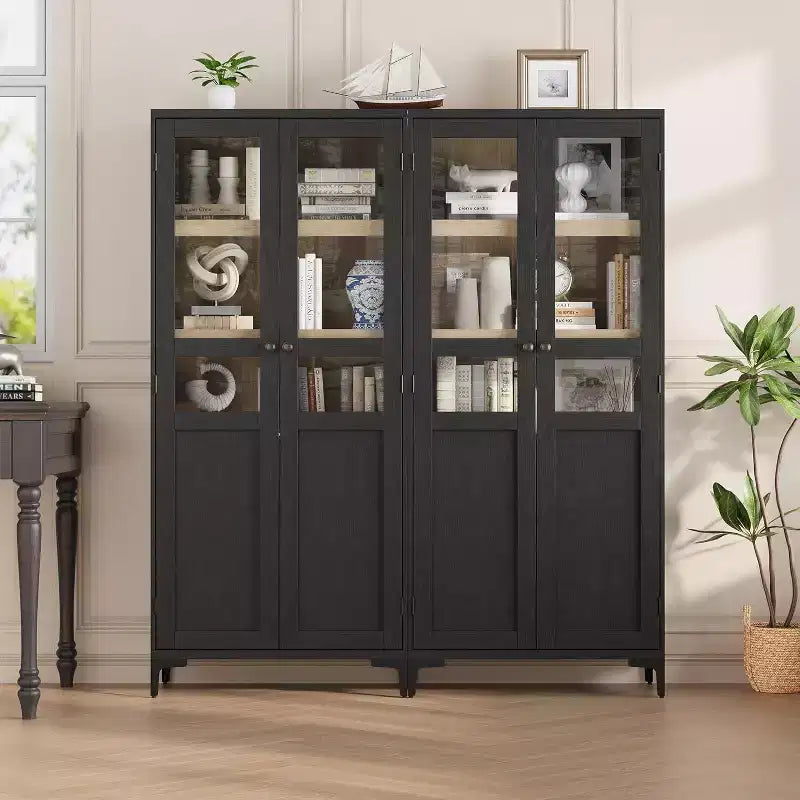 Meuble de Rangement Haut de 180 cm pour Ferme, Étagères Réglables et 2 Portes - Organisateur de Garde-Manger de Salle de Bain pour Cuisine, Salle à Manger et Bureau