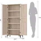 Meuble de Rangement Haut de 180 cm pour Ferme, Étagères Réglables et 2 Portes - Organisateur de Garde-Manger de Salle de Bain pour Cuisine, Salle à Manger et Bureau