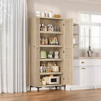 Meuble de Rangement Haut de 180 cm pour Ferme, Étagères Réglables et 2 Portes - Organisateur de Garde-Manger de Salle de Bain pour Cuisine, Salle à Manger et Bureau