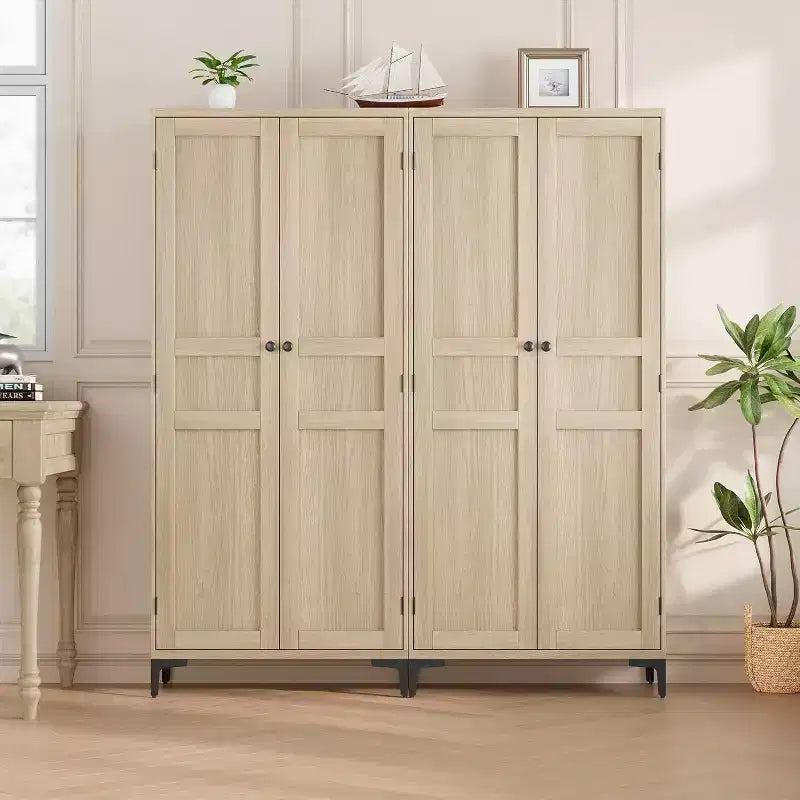 Meuble de Rangement Haut de 180 cm pour Ferme, Étagères Réglables et 2 Portes - Organisateur de Garde-Manger de Salle de Bain pour Cuisine, Salle à Manger et Bureau