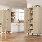 Meuble de Rangement Haut de 180 cm pour Ferme, Étagères Réglables et 2 Portes - Organisateur de Garde-Manger de Salle de Bain pour Cuisine, Salle à Manger et Bureau