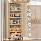 Meuble de Rangement Haut de 180 cm pour Ferme, Étagères Réglables et 2 Portes - Organisateur de Garde-Manger de Salle de Bain pour Cuisine, Salle à Manger et Bureau