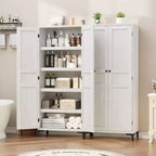 Meuble de Rangement Haut de 180 cm pour Ferme, Étagères Réglables et 2 Portes - Organisateur de Garde-Manger de Salle de Bain pour Cuisine, Salle à Manger et Bureau