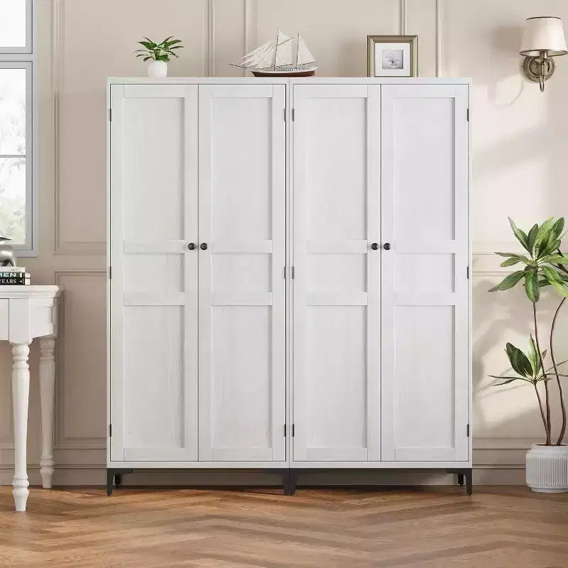 Meuble de Rangement Haut de 180 cm pour Ferme, Étagères Réglables et 2 Portes - Organisateur de Garde-Manger de Salle de Bain pour Cuisine, Salle à Manger et Bureau