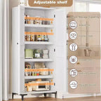 Meuble de Rangement Haut de 180 cm pour Ferme, Étagères Réglables et 2 Portes - Organisateur de Garde-Manger de Salle de Bain pour Cuisine, Salle à Manger et Bureau