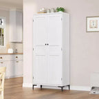 71 Farmhouse Tall Storage Cabinet, Adjustable Shelves & 2 Doors - Bathroom Pantry Organizer for Kitchen, Dining Room and office
