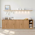 36x124x16 Wood Accent Cabinet in Natural Color, Storage Organizer with Adjustable Shelves for Kitchen Bedroom Entryway Living Room Dinning Room