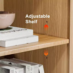 Meuble d'appoint en bois 36x124x16 de couleur naturelle, organiseur de rangement avec étagères réglables pour cuisine, chambre, entrée, salon, salle à manger