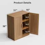 Meuble d'appoint en bois 36x124x16 de couleur naturelle, organiseur de rangement avec étagères réglables pour cuisine, chambre, entrée, salon, salle à manger
