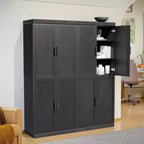 Meuble d'appoint en bois noir 72x62x16, organisateur de rangement avec étagères réglables pour cuisine, chambre, entrée, salon, salle à manger