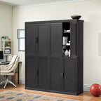 Meuble d'appoint en bois noir 72x62x16, organisateur de rangement avec étagères réglables pour cuisine, chambre, entrée, salon, salle à manger