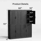 Meuble d'appoint en bois noir 72x62x16, organisateur de rangement avec étagères réglables pour cuisine, chambre, entrée, salon, salle à manger