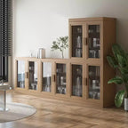 Meuble d'appoint en bois, organisateur de rangement avec étagères réglables et portes vitrées pour cuisine, chambre, entrée, salon, salle à manger