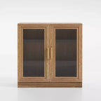 Meuble d'appoint en bois, organisateur de rangement avec étagères réglables et portes vitrées pour cuisine, chambre, entrée, salon, salle à manger