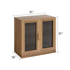 Meuble d'appoint en bois, organisateur de rangement avec étagères réglables et portes vitrées pour cuisine, chambre, entrée, salon, salle à manger