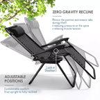 Lot de 2 chaises Nestl Zéro Gravité, Chaises de Camping Inclinables, Chaises Pliantes d'Extérieur avec Oreiller et Plateau Porte-Gobelet