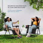 Lot de 2 chaises Nestl Zéro Gravité, Chaises de Camping Inclinables, Chaises Pliantes d'Extérieur avec Oreiller et Plateau Porte-Gobelet