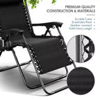 Lot de 2 chaises Nestl Zéro Gravité, Chaises de Camping Inclinables, Chaises Pliantes d'Extérieur avec Oreiller et Plateau Porte-Gobelet